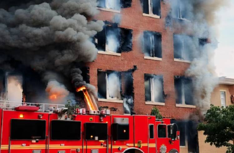 29 огнеборцев тушили пожар на стройке во Владивостоке
