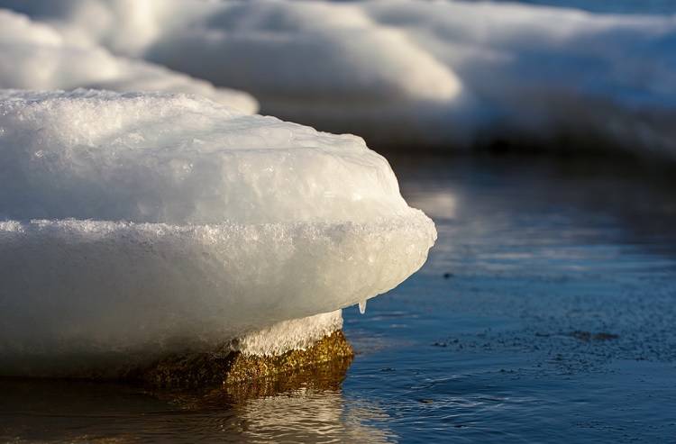 Прочный зимний припай льда у берегов Приморья почти весь сломался