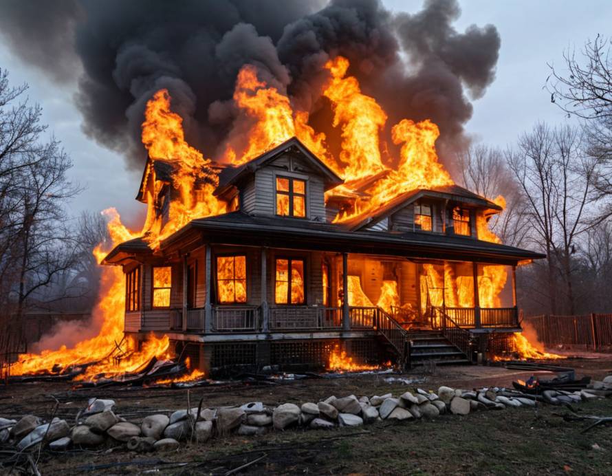 Частный дом загорелся утром в поселке Андреево