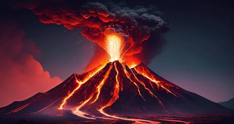 Вулкан извергается фото